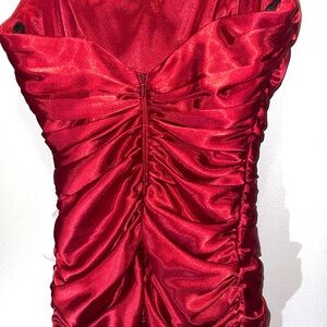 Elegant Red Ruched Dress